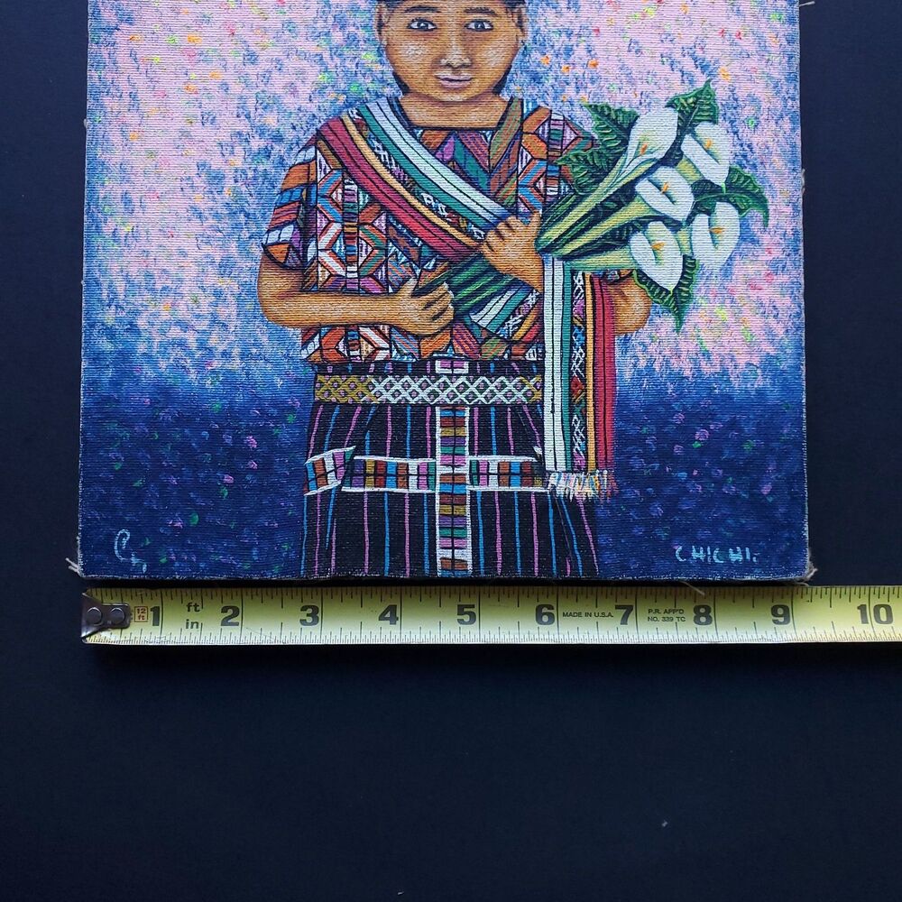 Pedro Gonzalez Oil Painting Mayan Woman Guatemala Marketplace 9 x 11 inch Canvas - Picture 12 of 12